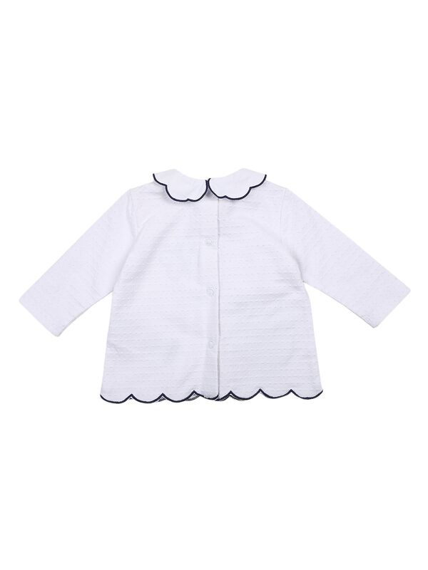Girls White & Blue Printed Smock with Legging image number 1